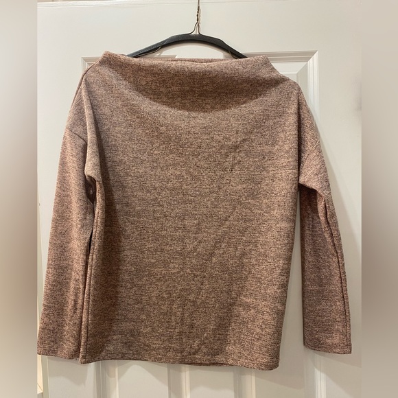 Pink blush Pink, Gray and Tan Knit Boatneck Maternity Long Sleeve Top, Small - Picture 1 of 9